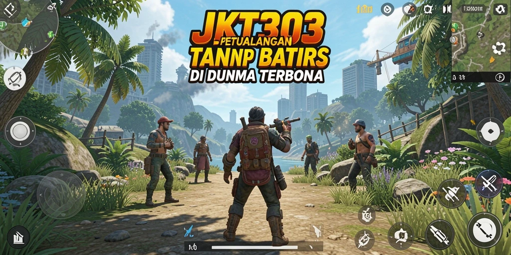 Screenshot menampilkan pemain menjelajahi dunia terbuka JKT303.